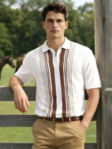 Men Printed Polo Neck Cotton Blend T-Shirt – Regular Fit, Half Sleeve