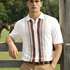 Collections Men Printed Polo Neck Cotton Blend T-Shirt – Regular Fit, Half Sleeve