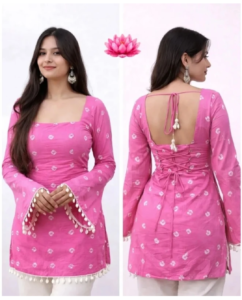Printed pure cotton straight kurta for women